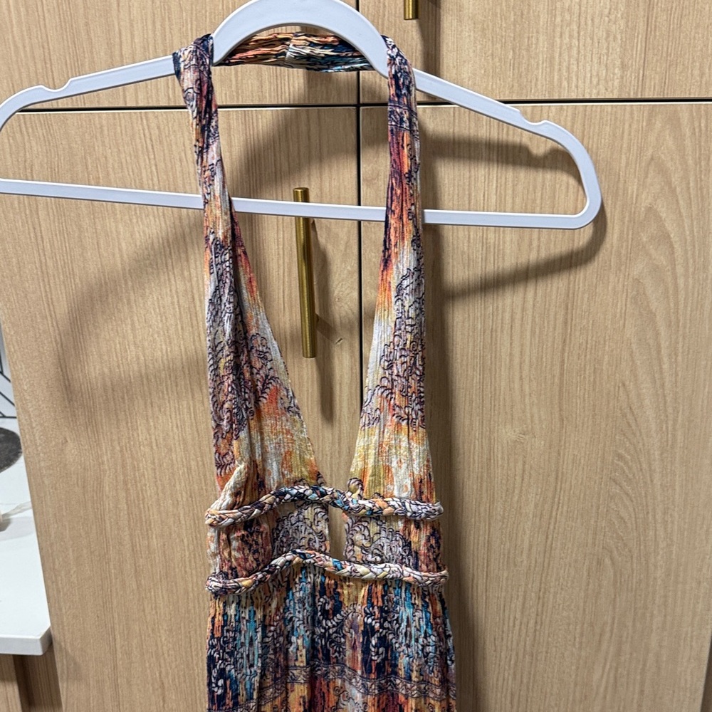 Boho Halter Maxi Dress in Multicolor Print